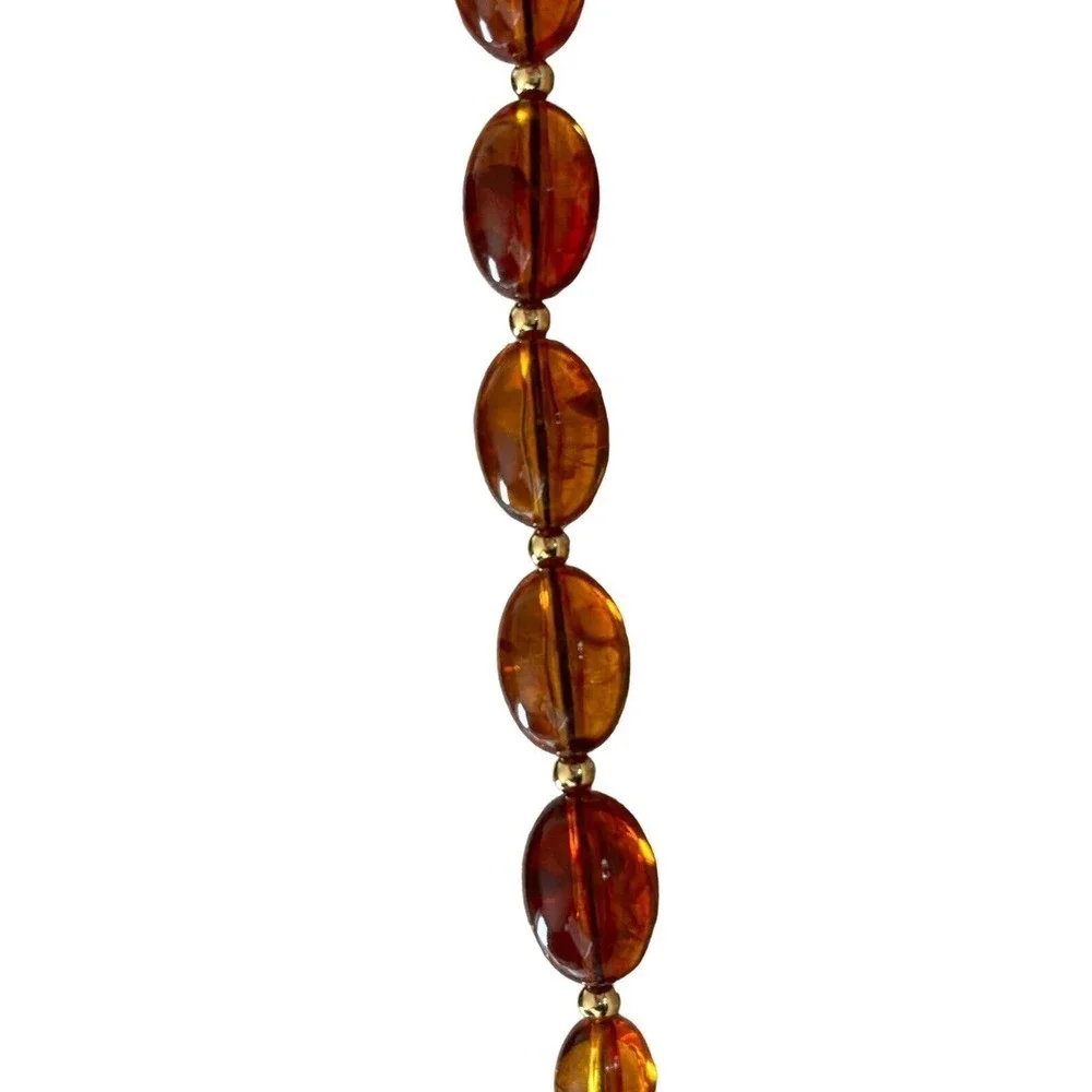 Fabulous Joan Rivers Faux Amber Goldtone Vintage Necklace 32”